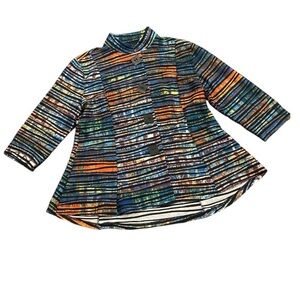 Multiples L Multicolor Striped Stretch Knit Jacket Oversized Artsy